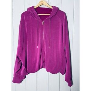 Athleta Alicia Keys Hoodie Sweatshirt 3X Fuchsia Hot Pink #988796 Bubble Hem